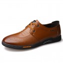 Junster men's shoes breathable top leather men's casual shoes trend versatile soft soled shoes