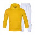 Men's suit autumn and winter new long sleeve Plush hooded foreign trade sweater plus slacks suit