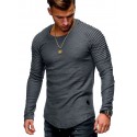 2020 spring summer autumn new men's cotton base shirt casual slim pleated raglan sleeve men's long sleeve T-shirt