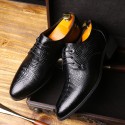 Junster classic alligator pattern men's leather shoes cowhide British style business men's shoes lace up wedding shoes