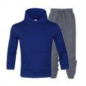 Men's suit autumn and winter new long sleeve Plush hooded foreign trade sweater plus slacks suit