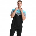 Cross border spring men's clothing Europe and the United States color matching men's T-shirt three color stitching hooded short sleeve base shirt in 2020