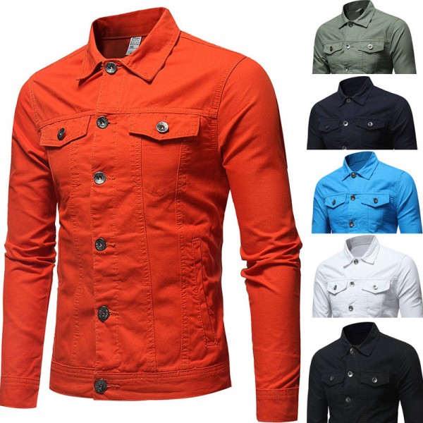 New men's European jeans simple casual slim short jacket men's wear in autumn and winter of 2018