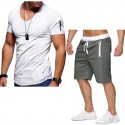 2020 foreign trade new men's casual T-shirt cross border youth V-neck fashion T-shirt short sleeve suit men