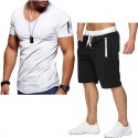 2020 foreign trade new men's casual T-shirt cross border youth V-neck fashion T-shirt short sleeve suit men