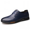 Junster men's shoes breathable top leather men's casual shoes trend versatile soft soled shoes