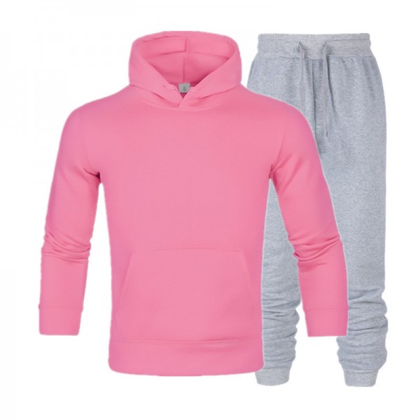 Men's suit autumn and winter new long sleeve Plush hooded foreign trade sweater plus slacks suit