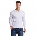 Autumn men's V-neck fitness running long sleeve t-shirt men's large autumn winter elastic men's bottom coat