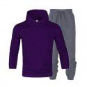 Men's suit autumn and winter new long sleeve Plush hooded foreign trade sweater plus slacks suit