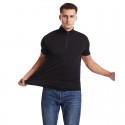 Foreign trade large men's T-shirt foreign trade Amazon sports zipper collar men's short sleeve fitness running t-shirt men's T-shirt