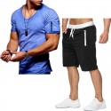 2020 foreign trade new men's casual T-shirt cross border youth V-neck fashion T-shirt short sleeve suit men