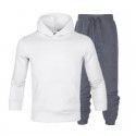 Men's suit autumn and winter new long sleeve Plush hooded foreign trade sweater plus slacks suit
