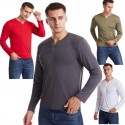 Autumn men's V-neck fitness running long sleeve t-shirt men's large autumn winter elastic men's bottom coat