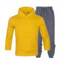 Men's suit autumn and winter new long sleeve Plush hooded foreign trade sweater plus slacks suit