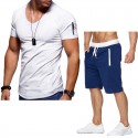 2020 foreign trade new men's casual T-shirt cross border youth V-neck fashion T-shirt short sleeve suit men