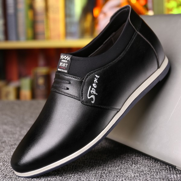 Inner height leisure shoes autumn 2020 New Style Men's shoes fashion sleeve men's shoes breathable leather shoes