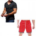 Sumitong summer t-shirt men's suit fitness running Capris