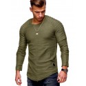 Foreign trade spring men's round neck slim long sleeve base shirt pleated raglan sleeve T shirt men's factory direct sales
