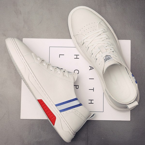Men's new spring elastic band flat bottom small white shoes student leisure travel single shoes cowhide sports fashion brand shoes