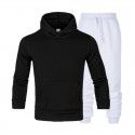Men's suit autumn and winter new long sleeve Plush hooded foreign trade sweater plus slacks suit