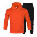 Men's suit autumn and winter new long sleeve Plush hooded foreign trade sweater plus slacks suit