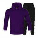 Men's suit autumn and winter new long sleeve Plush hooded foreign trade sweater plus slacks suit