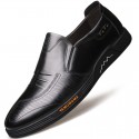 Junster men's shoes breathable top leather men's casual shoes trend versatile soft soled shoes