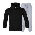 Men's suit autumn and winter new long sleeve Plush hooded foreign trade sweater plus slacks suit