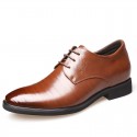 Junster men's shoes autumn new business dress men's inner high leather shoes men's 6cm British pointed wedding shoes