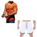 Sumitong summer t-shirt men's suit fitness running Capris