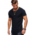 Europe and the United States 2020 cross border men's T-shirt slim solid color stripe pleated short sleeve fitness T-shirt manufacturers direct sales