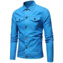 New men's European jeans simple casual slim short jacket men's wear in autumn and winter of 2018