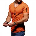 Amazon large men's V-neck casual men's T-shirt solid color short sleeve youth undergarment factory direct sale