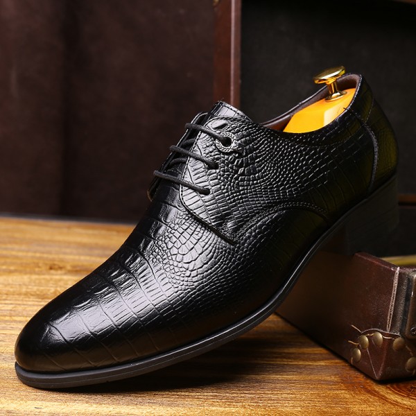 Junster classic alligator pattern men's leather shoes cowhide British style business men's shoes lace up wedding shoes