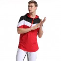 Cross border spring men's clothing Europe and the United States color matching men's T-shirt three color stitching hooded short sleeve base shirt in 2020