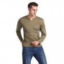 Autumn men's V-neck fitness running long sleeve t-shirt men's large autumn winter elastic men's bottom coat