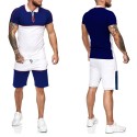 Cross border men's sports suit 2020 summer new short sleeve plus 5-point shorts color matching short sleeve suit