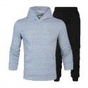 Men's suit autumn and winter new long sleeve Plush hooded foreign trade sweater plus slacks suit