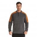 European and American large men's sweater autumn winter 2020 sport double side fleece round neck Pullover men's long sleeve sweater