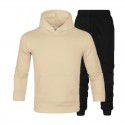 Men's suit autumn and winter new long sleeve Plush hooded foreign trade sweater plus slacks suit