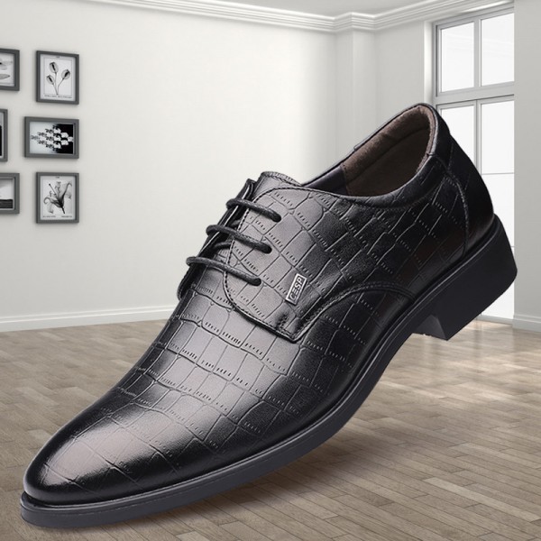 Junster autumn men's luxury craft pointed business shoes comfortable lace up men's shoes single shoes