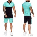 Cross border men's sports suit 2020 summer new short sleeve plus 5-point shorts color matching short sleeve suit