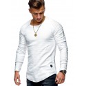 2020 spring summer autumn new men's cotton base shirt casual slim pleated raglan sleeve men's long sleeve T-shirt