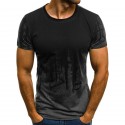 European and American men's fashion sports fitness personalized printed t-shirt men's summer thin short sleeve T-shirt