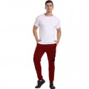 2020 summer new men's Korean casual men's T-shirt set solid round neck men's T-shirt + color matching sports pants