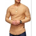 2020 spring summer autumn new men's cotton base shirt casual slim pleated raglan sleeve men's long sleeve T-shirt