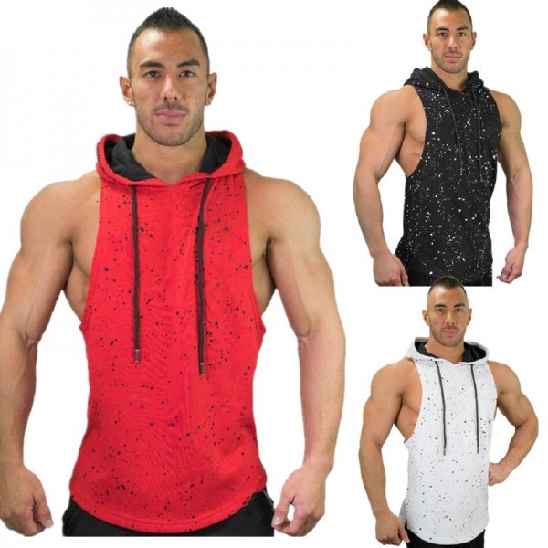 2021 new European and American cross border muscle fitness men's basketball vest running sports camouflage casual sleeveless Hoodie