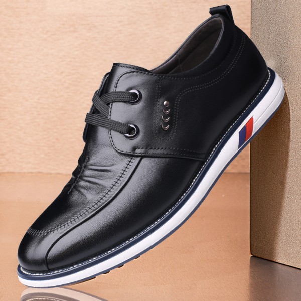 Junster spring new men's single shoes round tie men's shoes fashion casual shoes