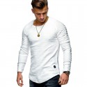 2020 spring summer autumn new men's cotton base shirt casual slim pleated raglan sleeve men's long sleeve T-shirt