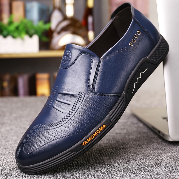 Junster men's shoes breathable top leather men's casual shoes trend versatile soft soled shoes